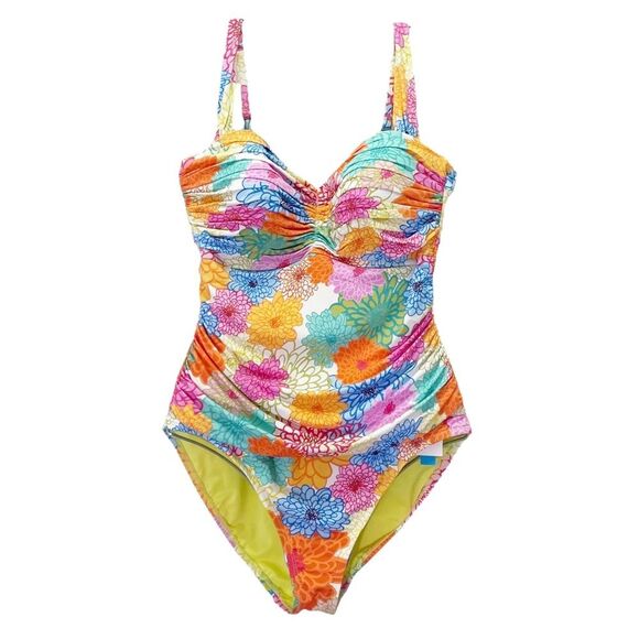 NWT Bleu Rod Beattie Fresh Picks One Piece Swimsuit Floral Underwire Size 14 NEW - Picture 2 of 15